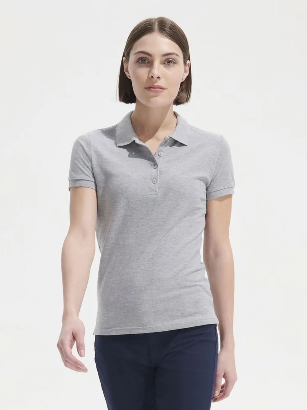 Рубашка поло женская People 210 голубая, размер XL заказать онлайн с вашим дизайном на заказ в Москве и области