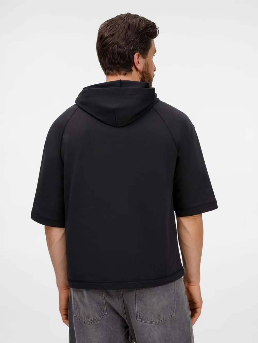Футболка оверсайз унисекс с капюшоном Neofit, черная заказать онлайн с вашим дизайном на заказ в Москве и области