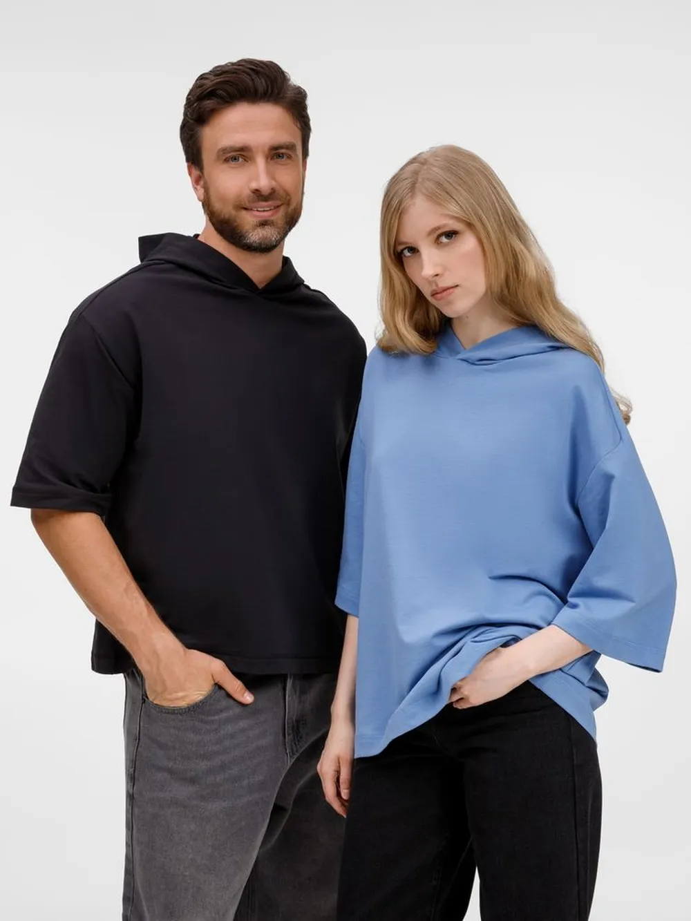 Футболка оверсайз унисекс с капюшоном Neofit, синяя, размер M/L заказать онлайн с вашим дизайном на заказ в Москве и области