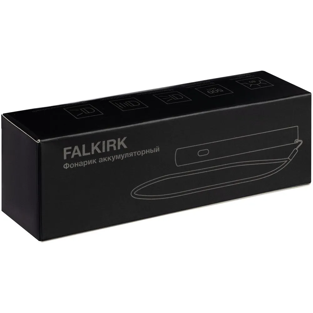 Фонарик аккумуляторный Falkirk, черный заказать онлайн с вашим дизайном на заказ в Москве и области