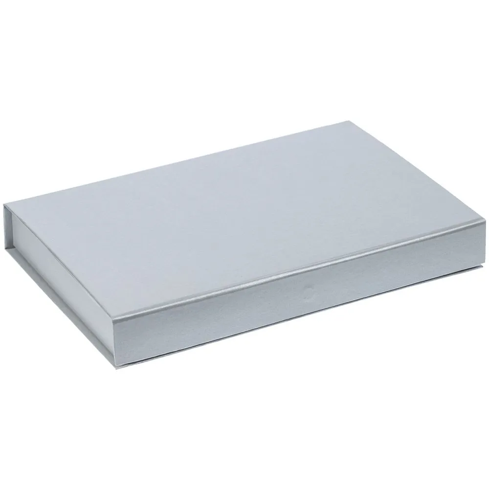 Коробка Silk с ложементом под ежедневник 13x21 см, флешку и ручку, ver. 2, серая заказать онлайн с вашим дизайном на заказ в Москве и области