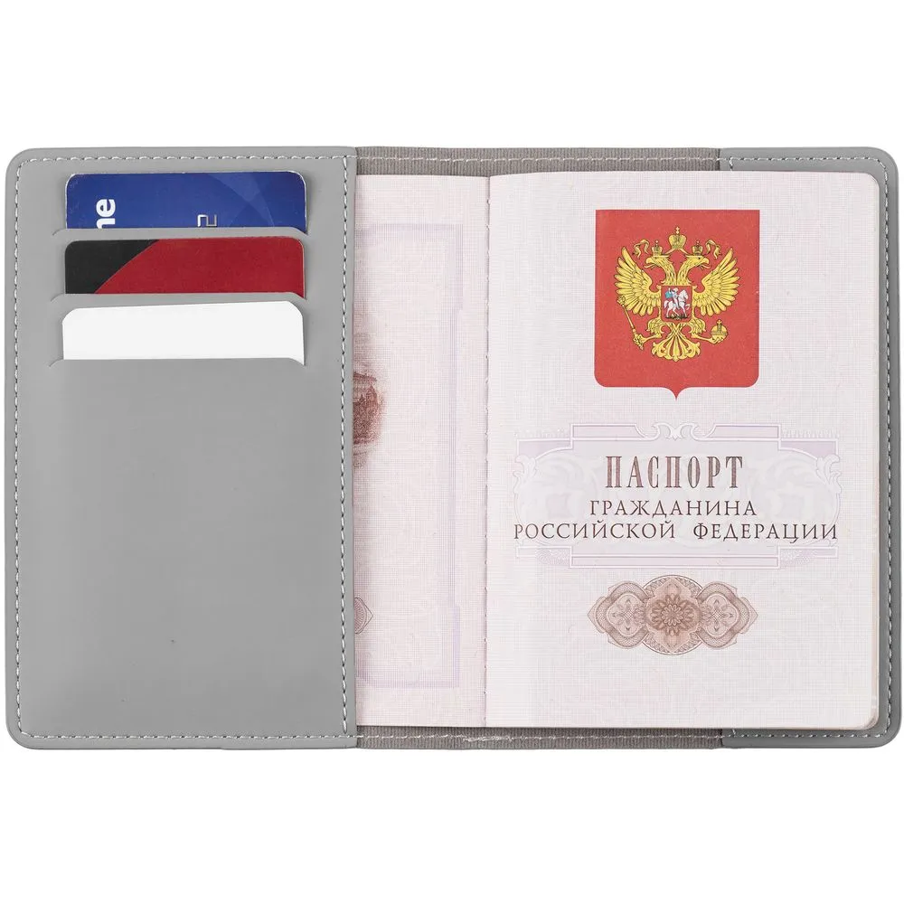 Обложка для паспорта Shall Simple, серый заказать онлайн с вашим дизайном на заказ в Москве и области