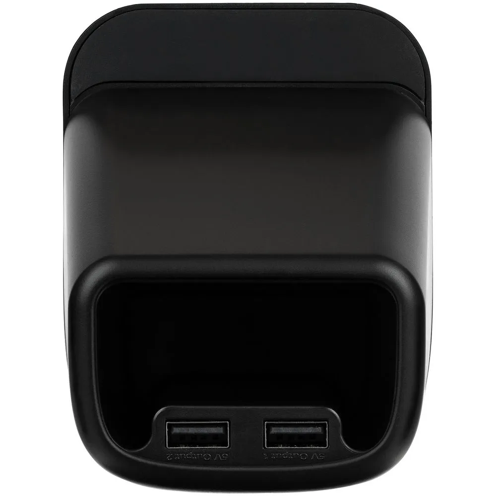 Настольный органайзер с зарядкой, лампой, вентилятором и подсветкой логотипа powerTower, черный заказать онлайн с вашим дизайном на заказ в Москве и области