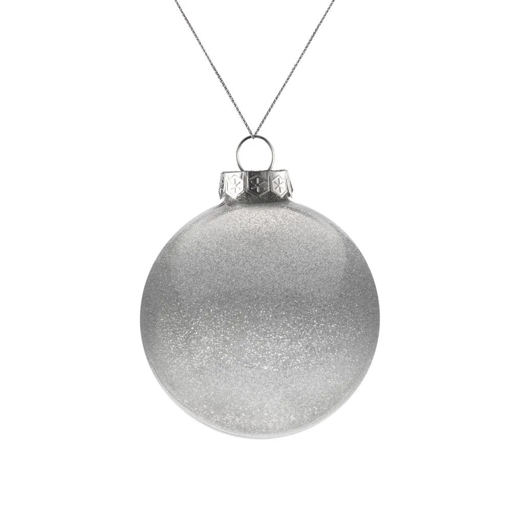 Елочный шар Finery Shine, 8 см, глянцевый серебристый с глиттером заказать онлайн с вашим дизайном на заказ в Москве и области