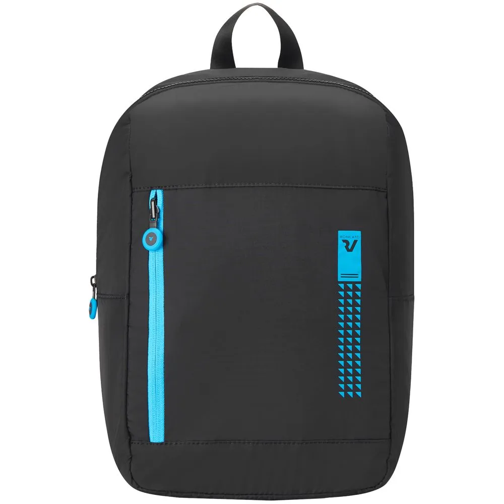 Складной рюкзак Compact Neon, черный с голубым заказать онлайн с вашим дизайном на заказ в Москве и области