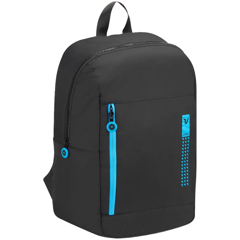 Складной рюкзак Compact Neon, черный с голубым заказать онлайн с вашим дизайном на заказ в Москве и области