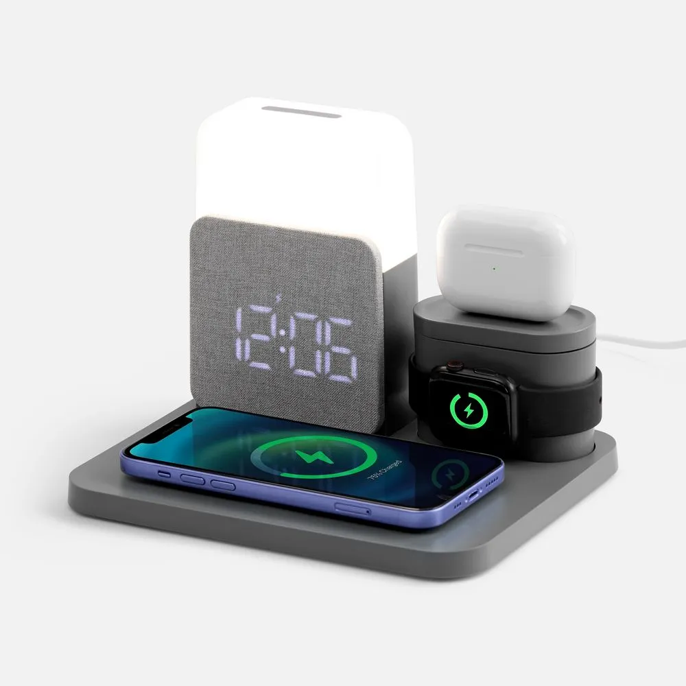 Зарядная станция с часами и подсветкой Large Charge ver.2, серая заказать онлайн с вашим дизайном на заказ в Москве и области