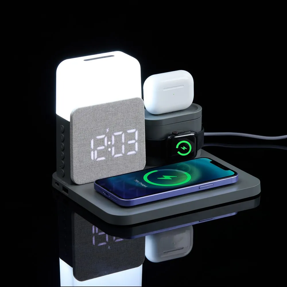 Зарядная станция с часами и подсветкой Large Charge ver.2, серая заказать онлайн с вашим дизайном на заказ в Москве и области