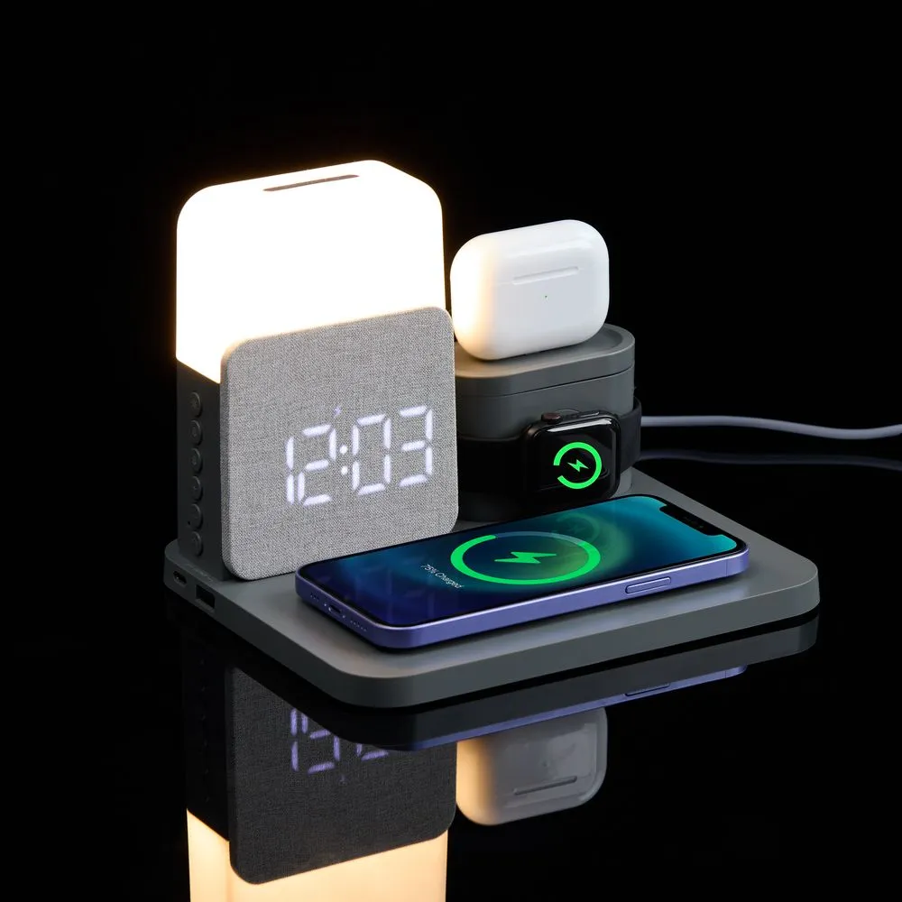 Зарядная станция с часами и подсветкой Large Charge ver.2, серая заказать онлайн с вашим дизайном на заказ в Москве и области