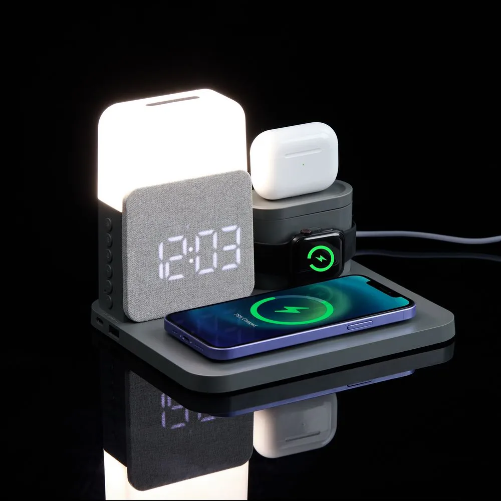 Зарядная станция с часами и подсветкой Large Charge ver.2, серая заказать онлайн с вашим дизайном на заказ в Москве и области