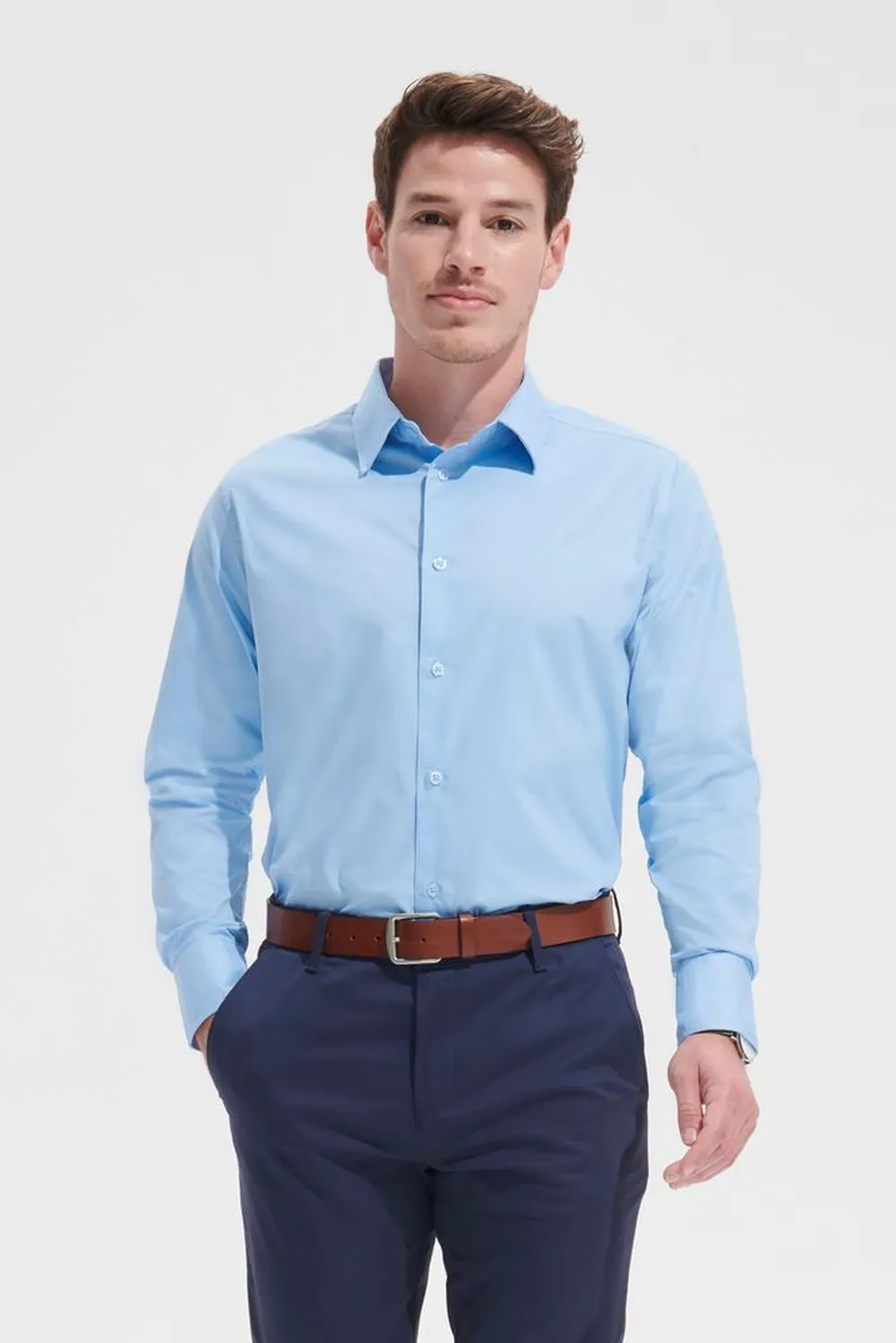 Рубашка мужская с длинным рукавом Brighton черная, размер M заказать онлайн с вашим дизайном на заказ в Москве и области