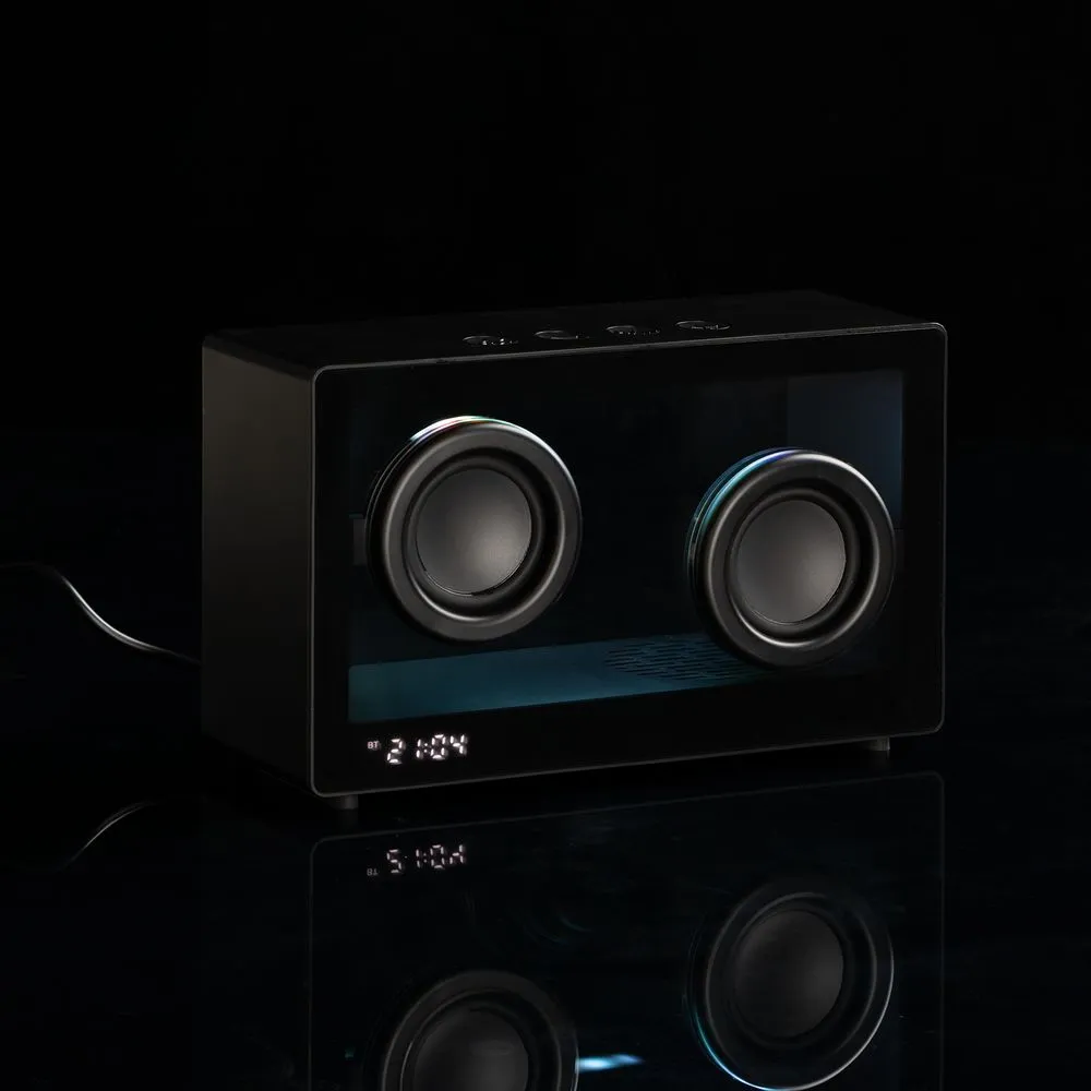 Bluetooth-колонка со светомузыкой Sensofonic, черная заказать онлайн с вашим дизайном на заказ в Москве и области