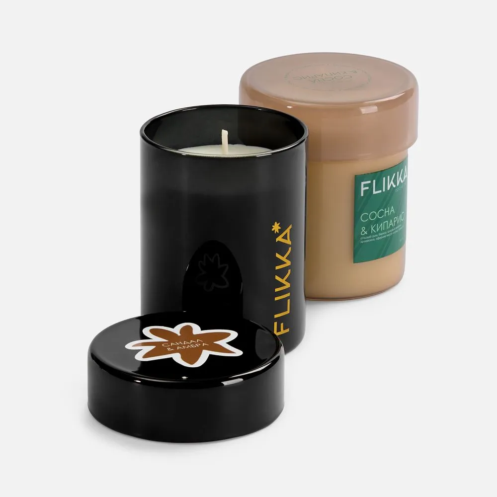 Ароматическая свеча Flikka, сосна и кипарис, бежевая заказать онлайн с вашим дизайном на заказ в Москве и области