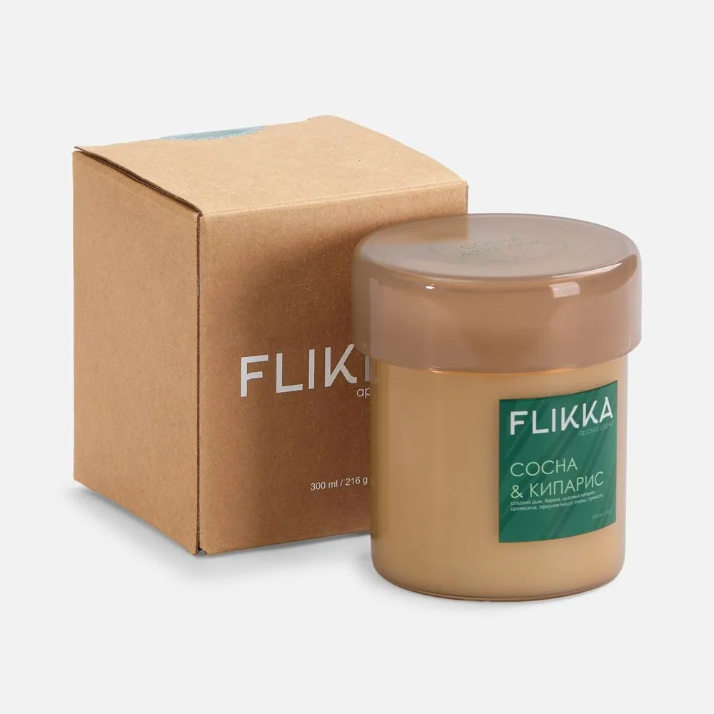 Ароматическая свеча Flikka, сосна и кипарис, бежевая заказать онлайн с вашим дизайном на заказ в Москве и области