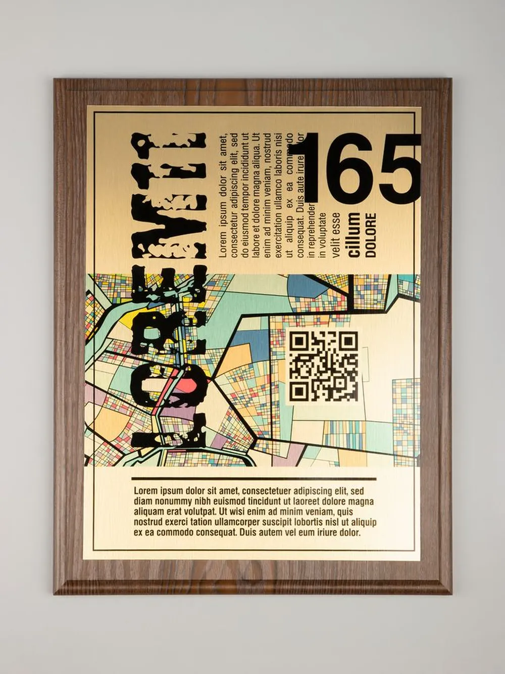 Плакетка Plaque XL, венге с золотистой пластиной заказать онлайн с вашим дизайном на заказ в Москве и области