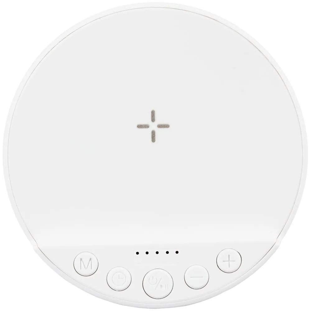 Bluetooth-колонка с беспроводной зарядкой relaxTime, белая заказать онлайн с вашим дизайном на заказ в Москве и области