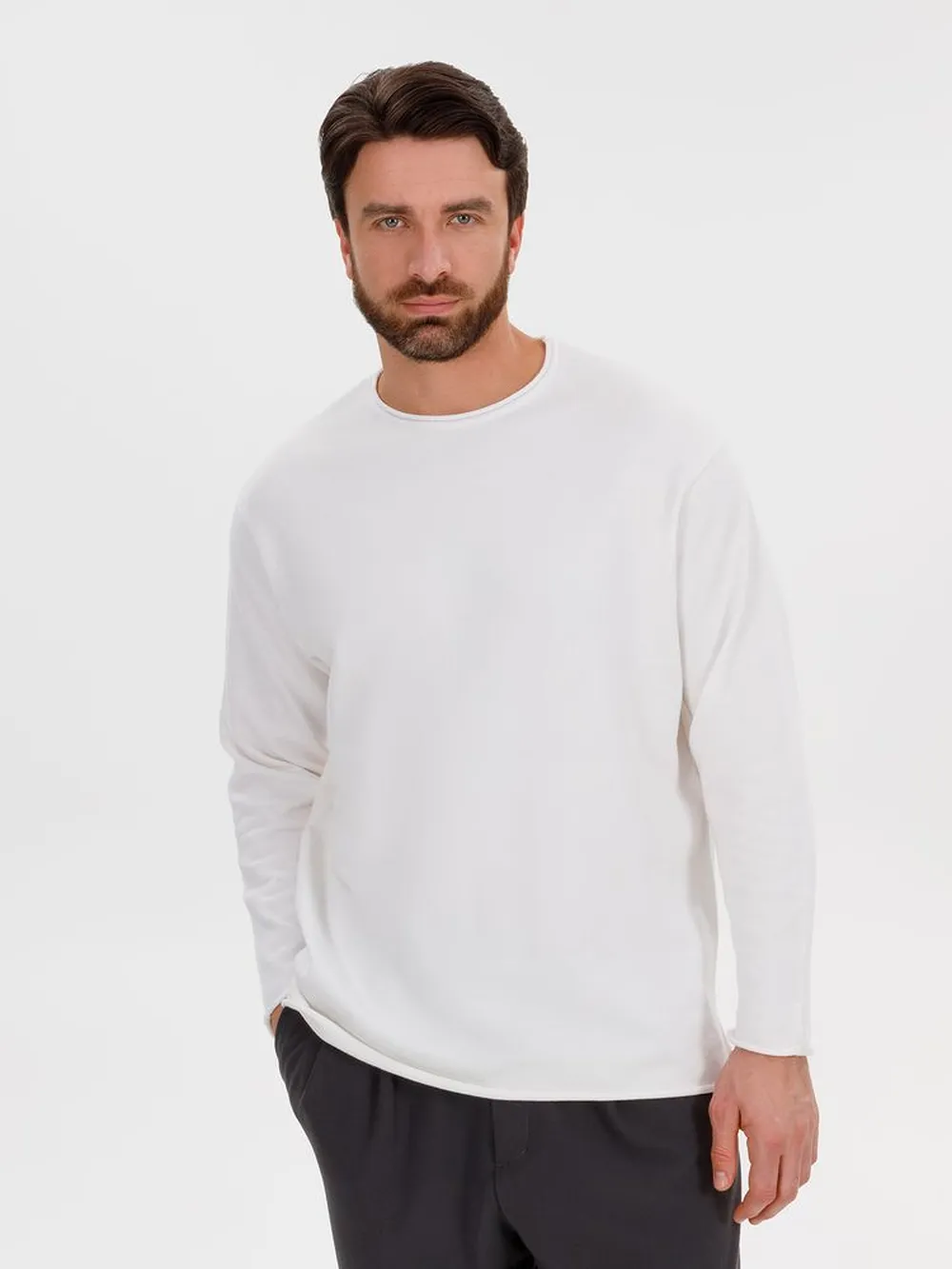 Лонгслив унисекс Siluetti Fuori, молочно-белый, размер L/XL заказать онлайн с вашим дизайном на заказ в Москве и области