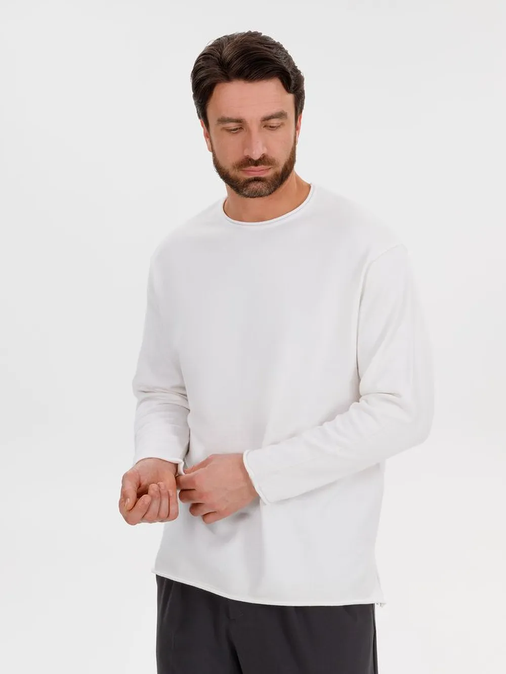 Лонгслив унисекс Siluetti Fuori, молочно-белый, размер L/XL заказать онлайн с вашим дизайном на заказ в Москве и области
