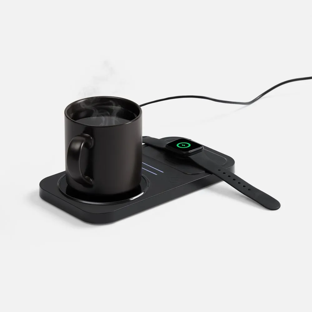 Беспроводное зарядное устройство с подогревом кружки Hot Task, черное заказать онлайн с вашим дизайном на заказ в Москве и области