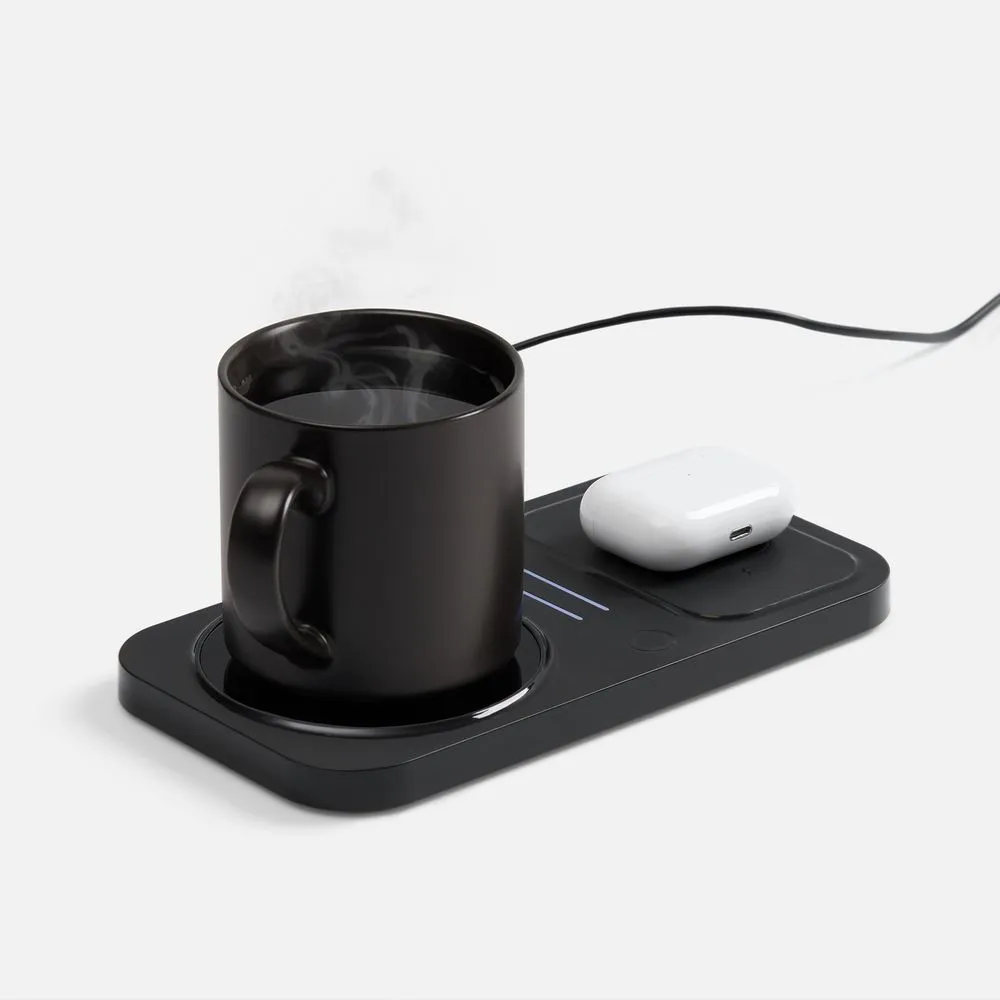 Беспроводное зарядное устройство с подогревом кружки Hot Task, черное заказать онлайн с вашим дизайном на заказ в Москве и области