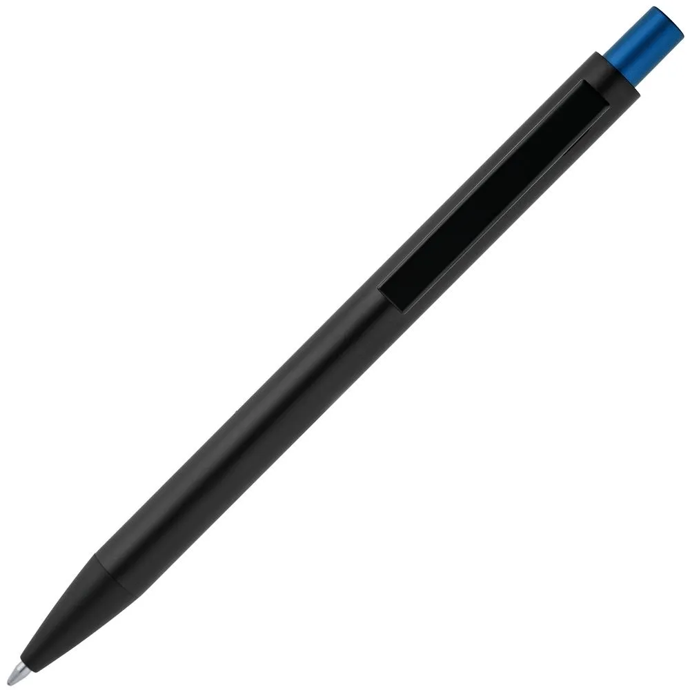 Ручка шариковая Chromatic, черная со светло-синим заказать онлайн с вашим дизайном на заказ в Москве и области