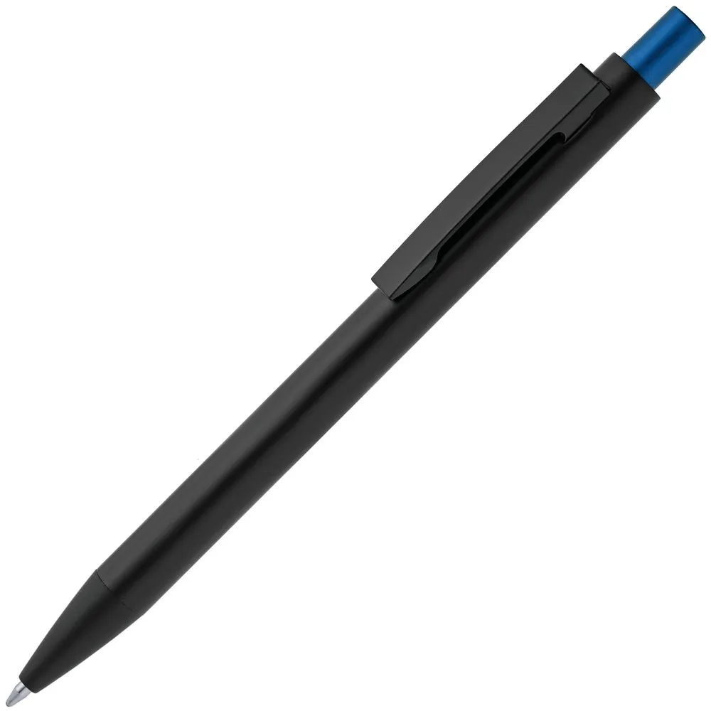 Ручка шариковая Chromatic, черная со светло-синим заказать онлайн с вашим дизайном на заказ в Москве и области
