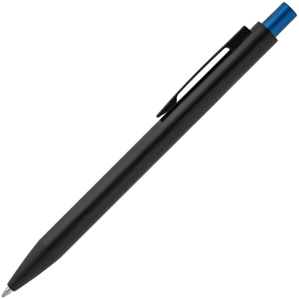 Ручка шариковая Chromatic, черная со светло-синим заказать онлайн с вашим дизайном на заказ в Москве и области