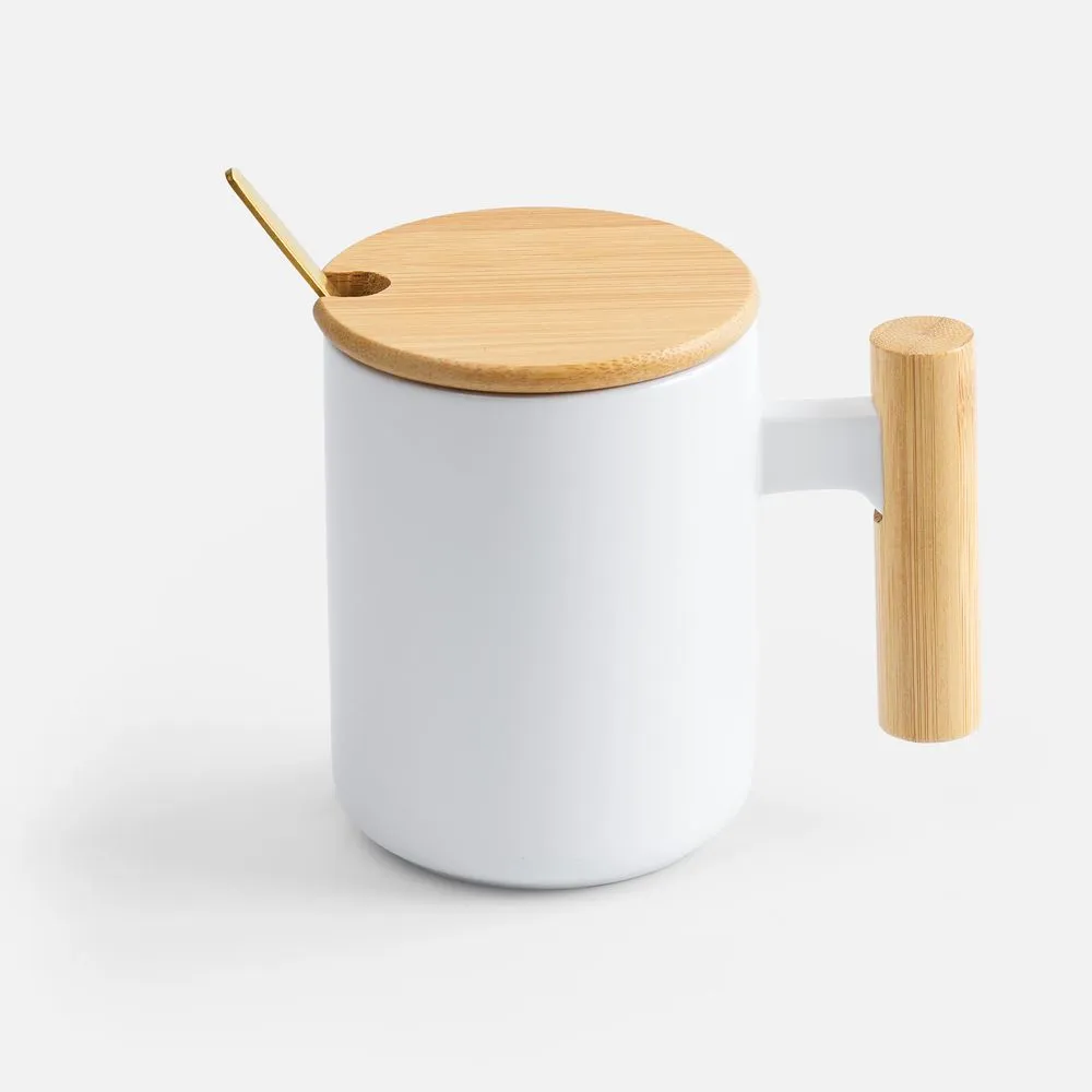 Кружка с ложкой Eco Fusion, белая заказать онлайн с вашим дизайном на заказ в Москве и области