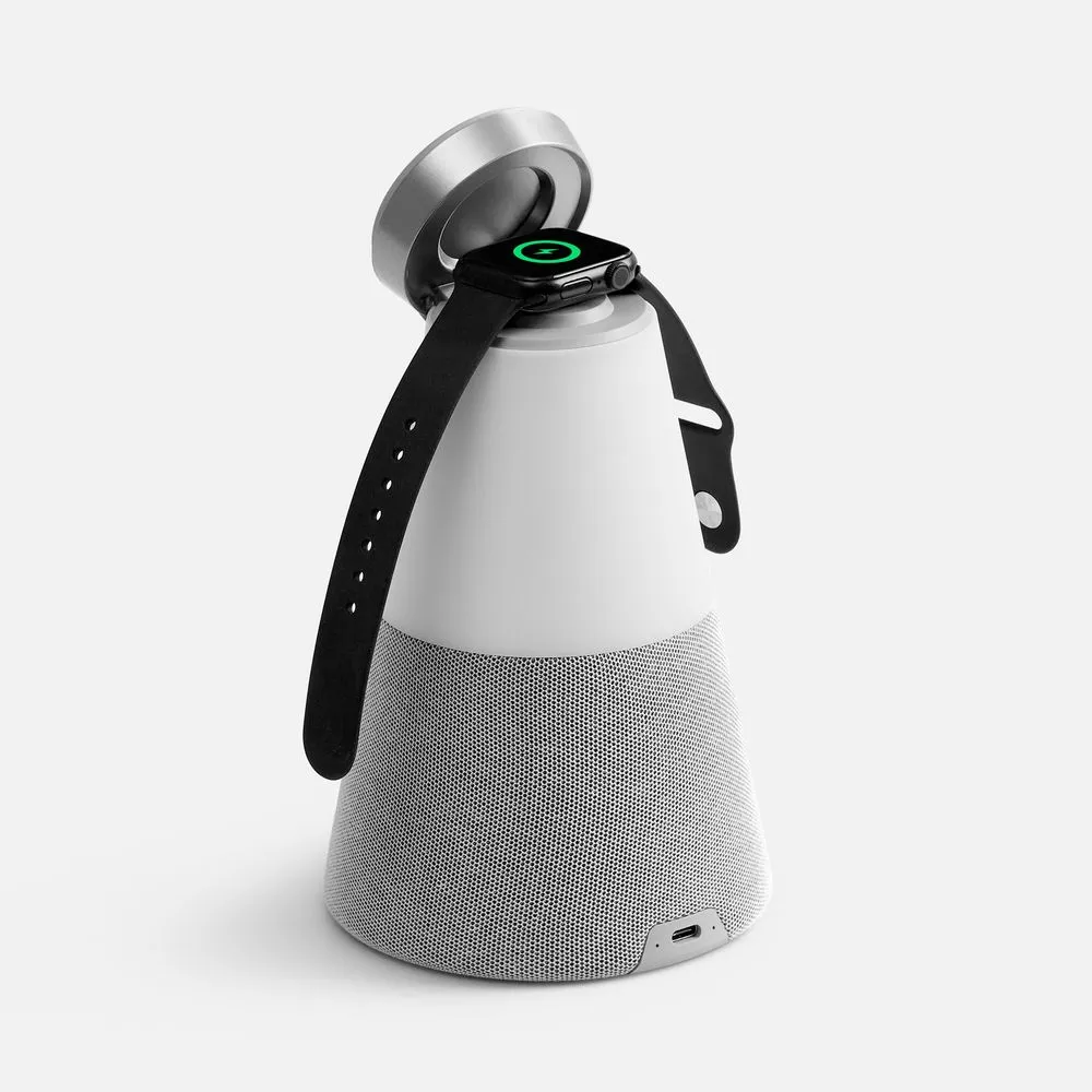 Bluetooth-колонка с беспроводной зарядкой и подсветкой Cone Sonance, серая заказать онлайн с вашим дизайном на заказ в Москве и области