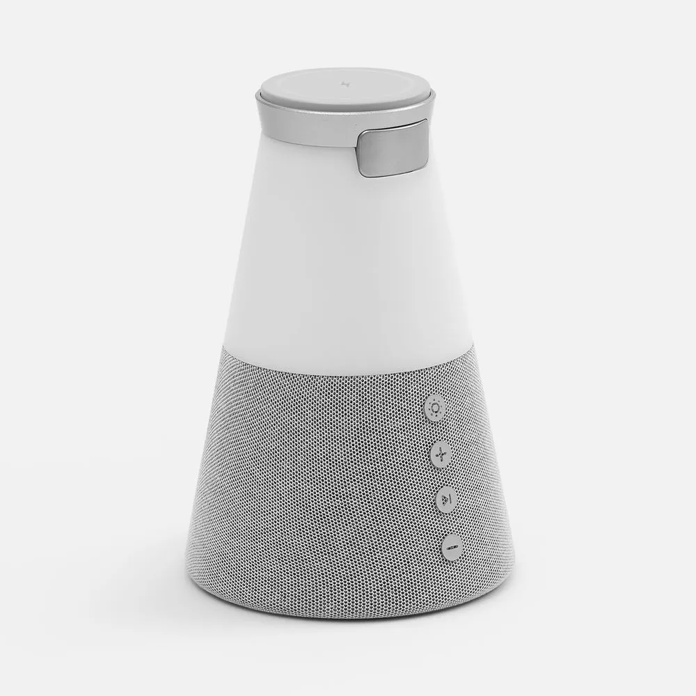 Bluetooth-колонка с беспроводной зарядкой и подсветкой Cone Sonance, серая заказать онлайн с вашим дизайном на заказ в Москве и области