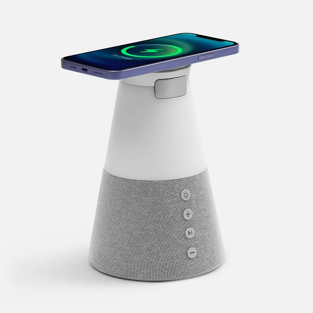 Bluetooth-колонка с беспроводной зарядкой и подсветкой Cone Sonance, серая заказать онлайн с вашим дизайном на заказ в Москве и области