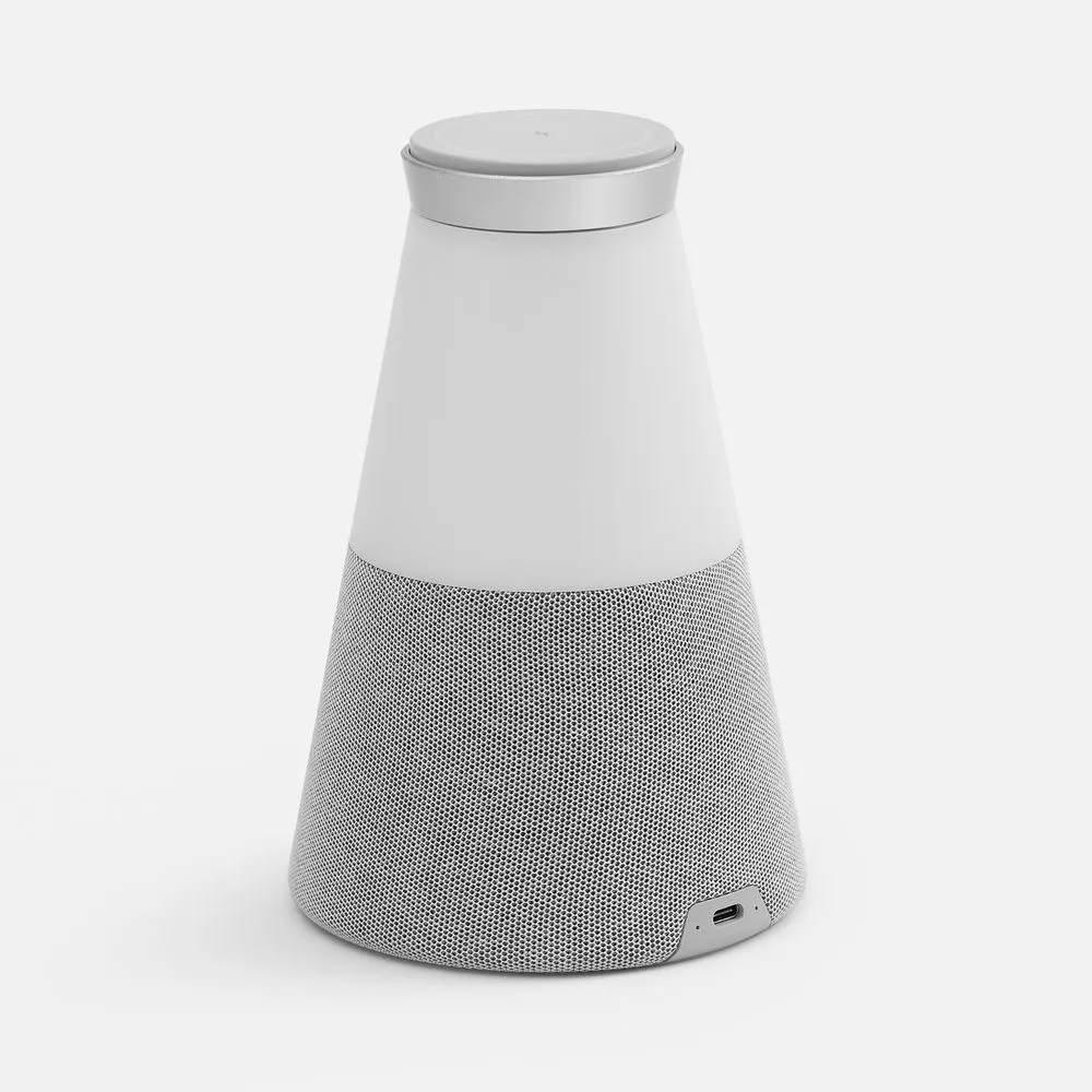 Bluetooth-колонка с беспроводной зарядкой и подсветкой Cone Sonance, серая заказать онлайн с вашим дизайном на заказ в Москве и области