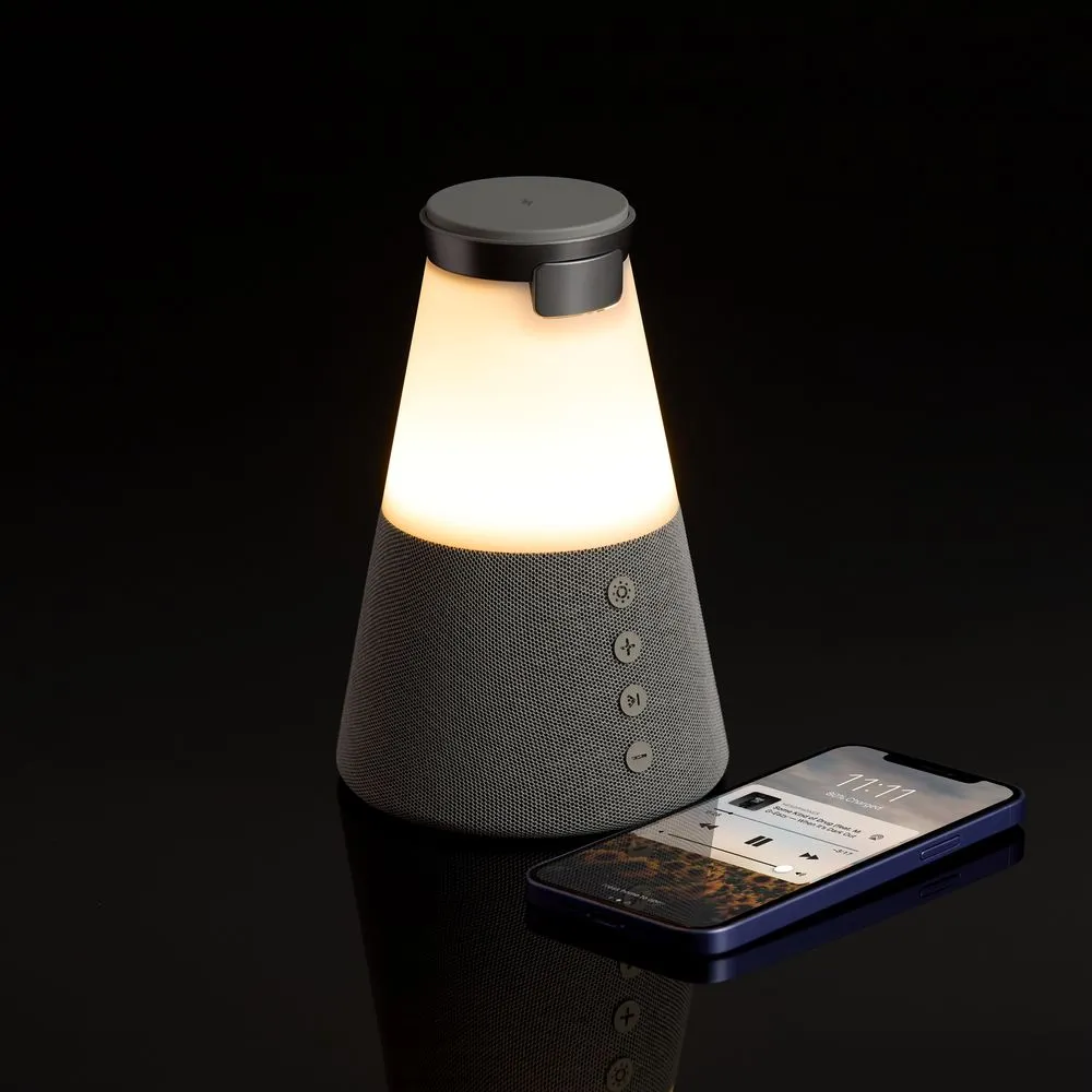 Bluetooth-колонка с беспроводной зарядкой и подсветкой Cone Sonance, серая заказать онлайн с вашим дизайном на заказ в Москве и области