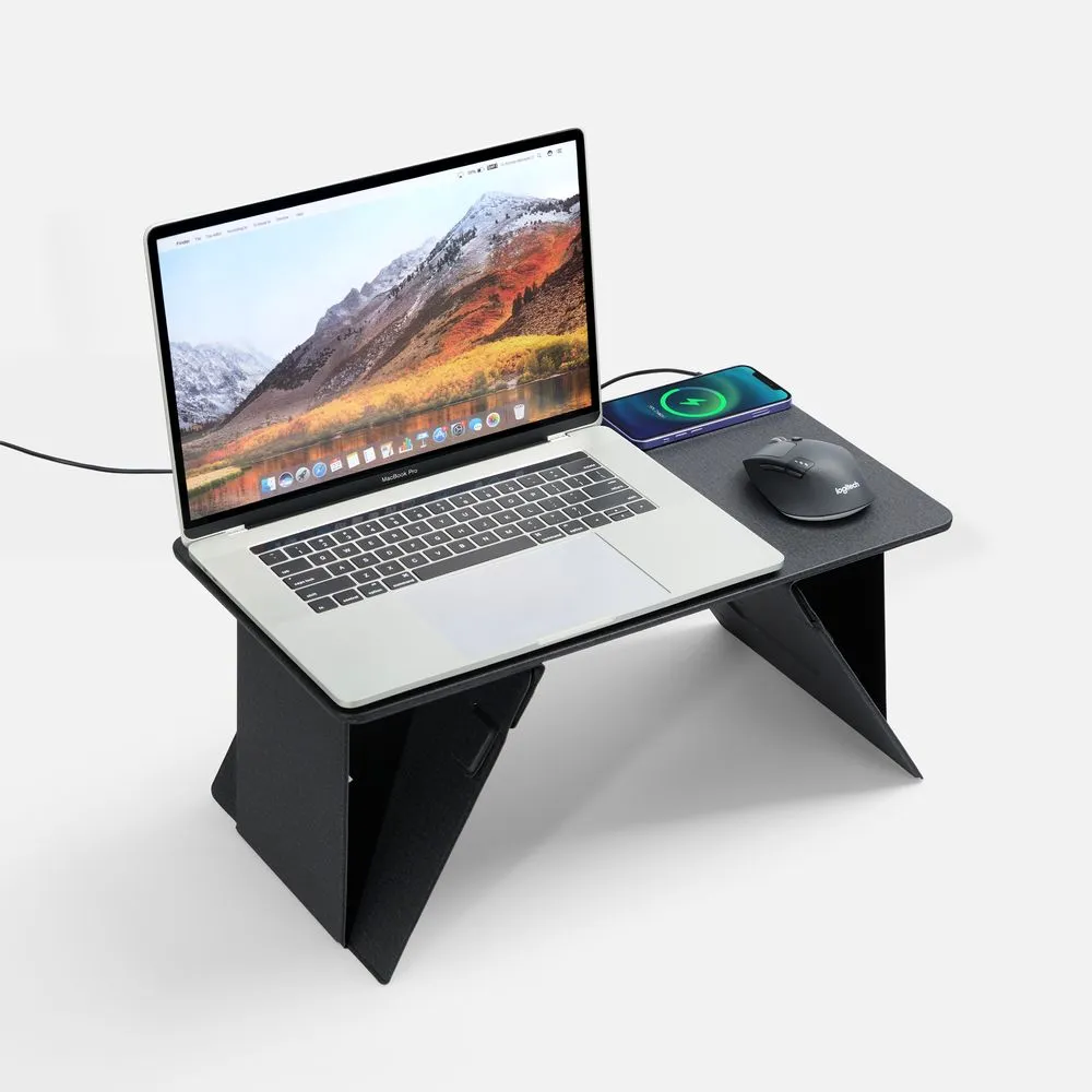 Складной стол для ноутбука с беспроводной зарядкой Kickstand Table, серый заказать онлайн с вашим дизайном на заказ в Москве и области