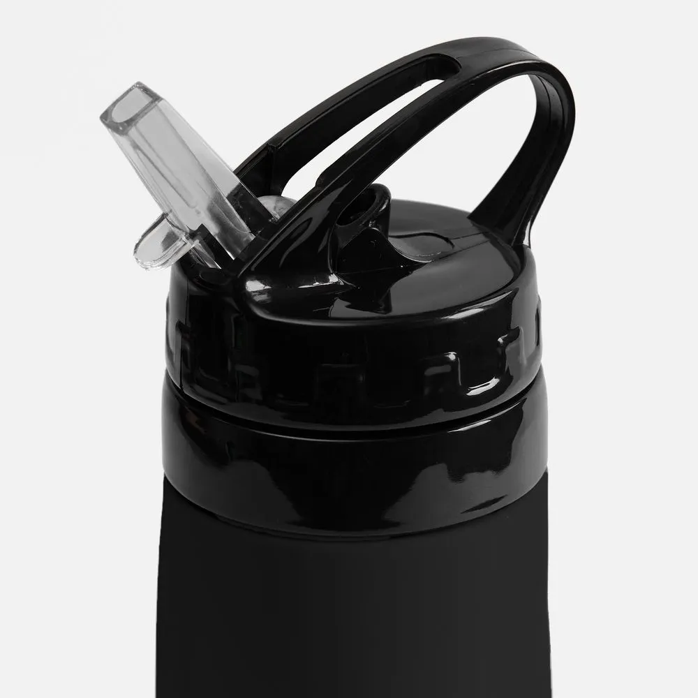 Складная бутылка для воды Langfossen, черная заказать онлайн с вашим дизайном на заказ в Москве и области