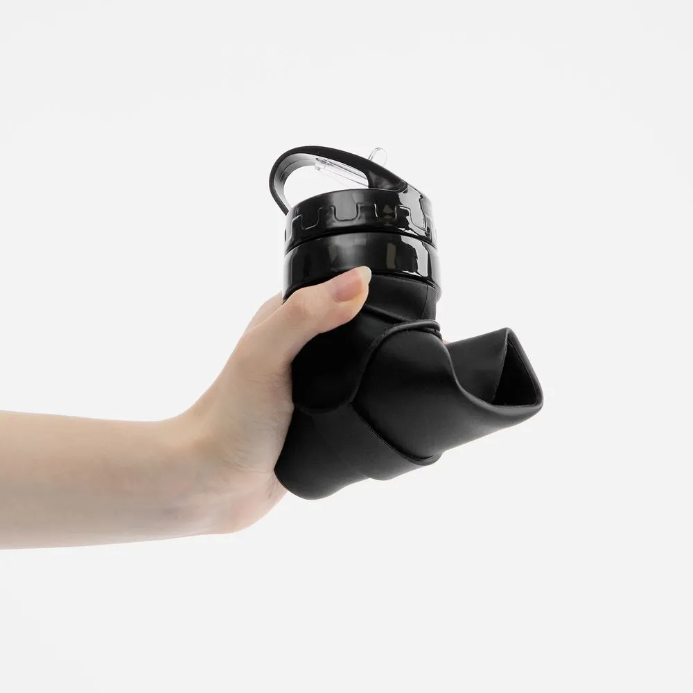 Складная бутылка для воды Langfossen, черная заказать онлайн с вашим дизайном на заказ в Москве и области