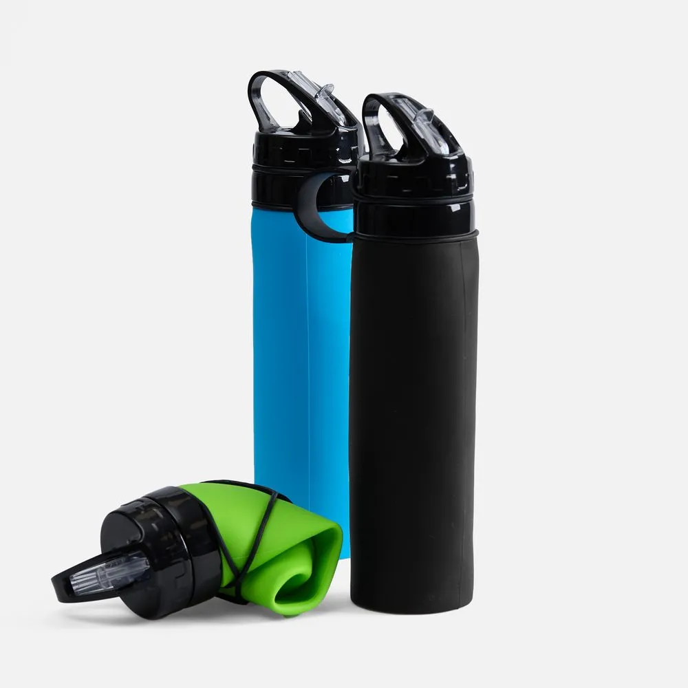 Складная бутылка для воды Langfossen, черная заказать онлайн с вашим дизайном на заказ в Москве и области