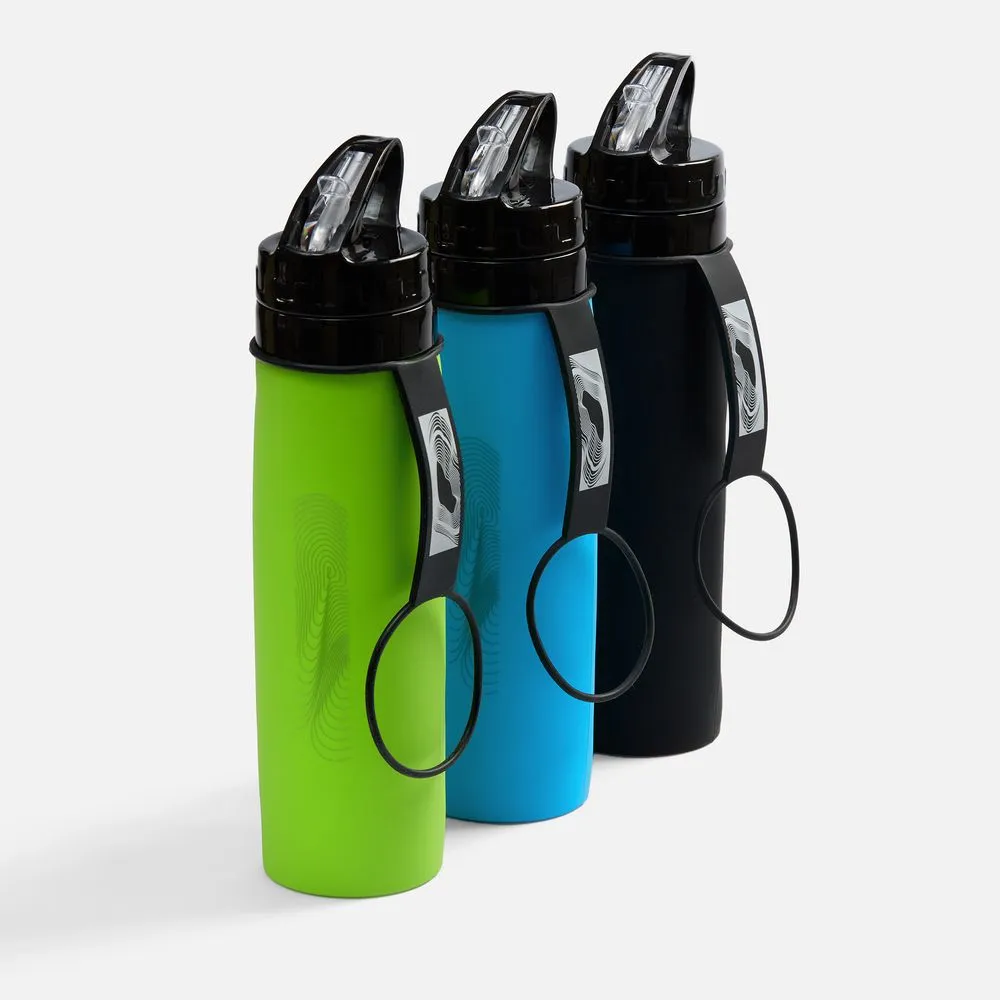 Складная бутылка для воды Langfossen, черная заказать онлайн с вашим дизайном на заказ в Москве и области
