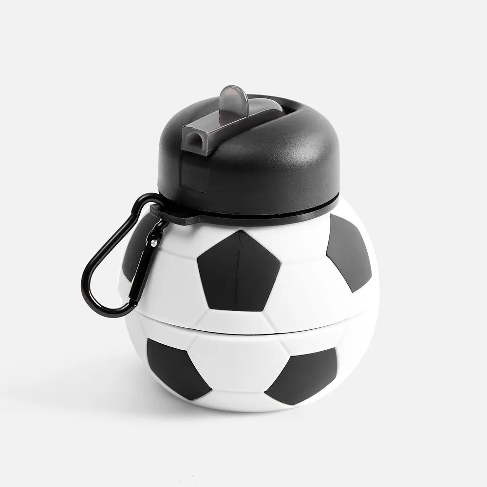 Складная бутылка для воды Football Flex, белая с черным заказать онлайн с вашим дизайном на заказ в Москве и области