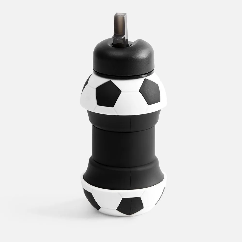 Складная бутылка для воды Football Flex, белая с черным заказать онлайн с вашим дизайном на заказ в Москве и области