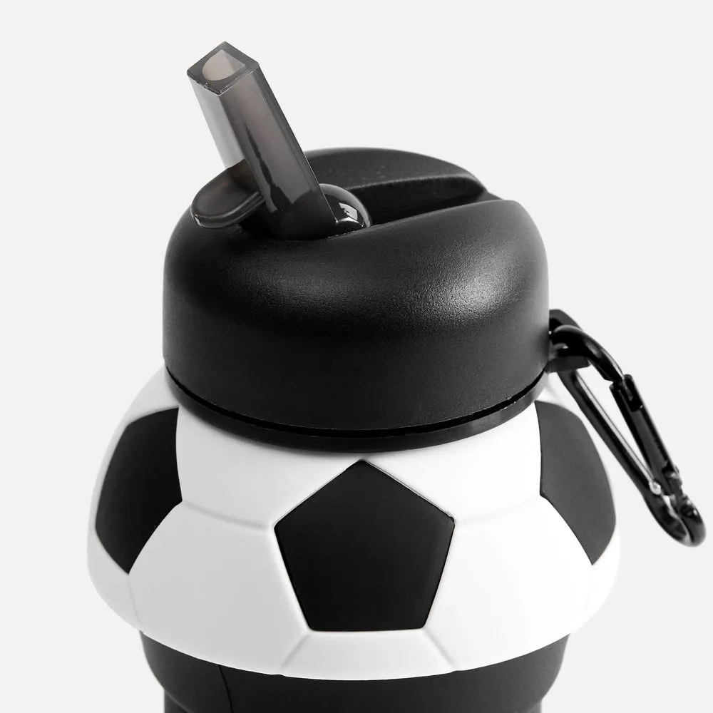 Складная бутылка для воды Football Flex, белая с черным заказать онлайн с вашим дизайном на заказ в Москве и области