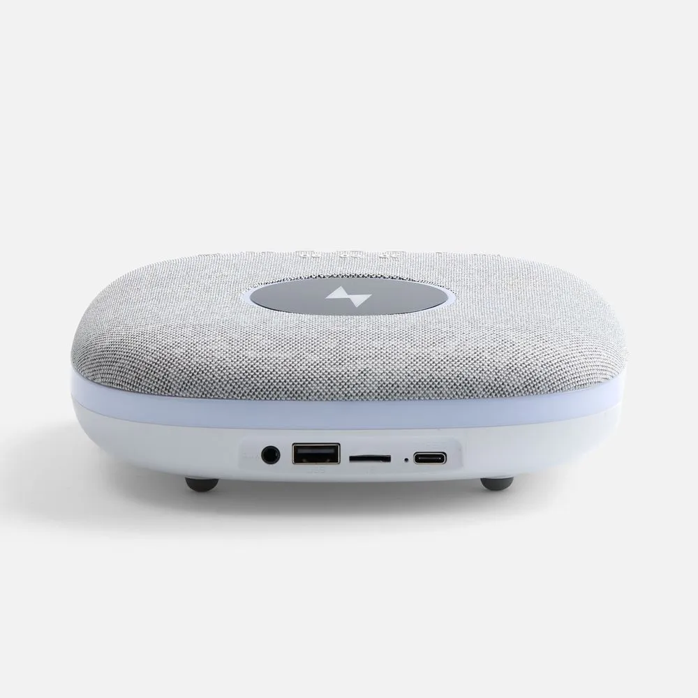 Bluetooth-колонка с беспроводной зарядкой и подсветкой Terrafonic, серая заказать онлайн с вашим дизайном на заказ в Москве и области