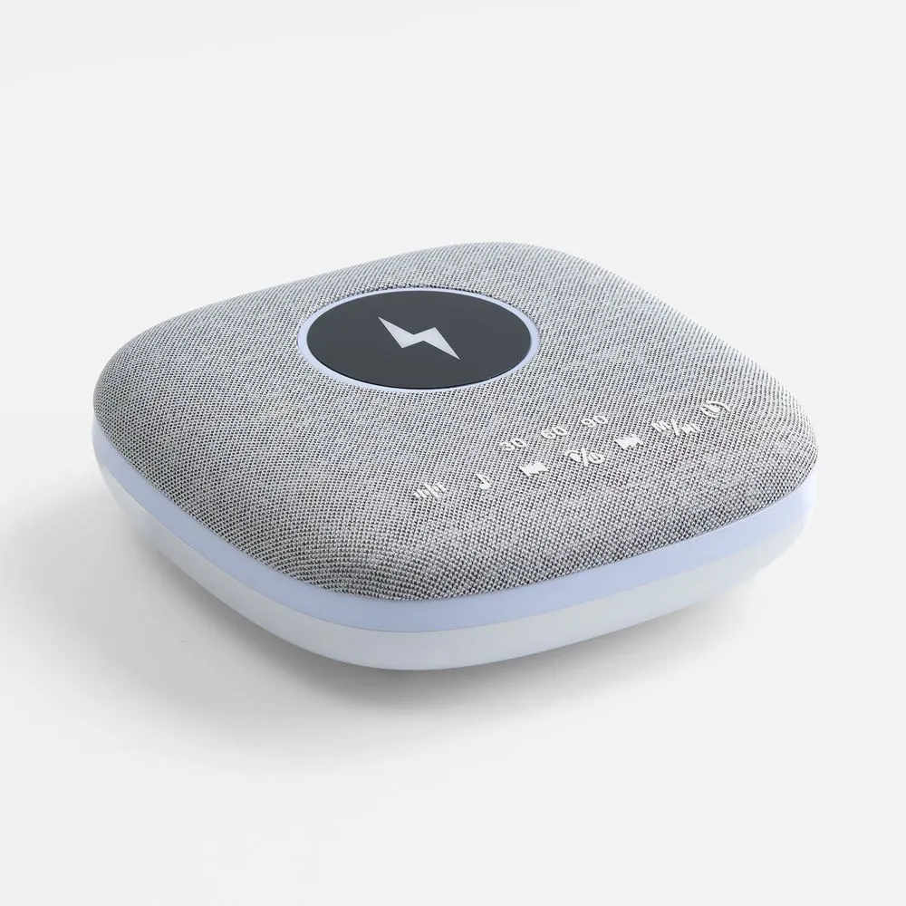 Bluetooth-колонка с беспроводной зарядкой и подсветкой Terrafonic, серая заказать онлайн с вашим дизайном на заказ в Москве и области