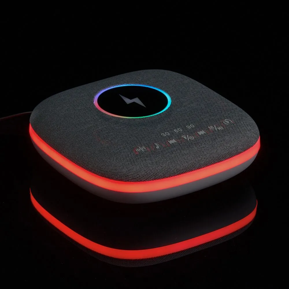 Bluetooth-колонка с беспроводной зарядкой и подсветкой Terrafonic, серая заказать онлайн с вашим дизайном на заказ в Москве и области