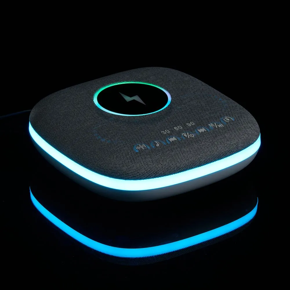 Bluetooth-колонка с беспроводной зарядкой и подсветкой Terrafonic, серая заказать онлайн с вашим дизайном на заказ в Москве и области