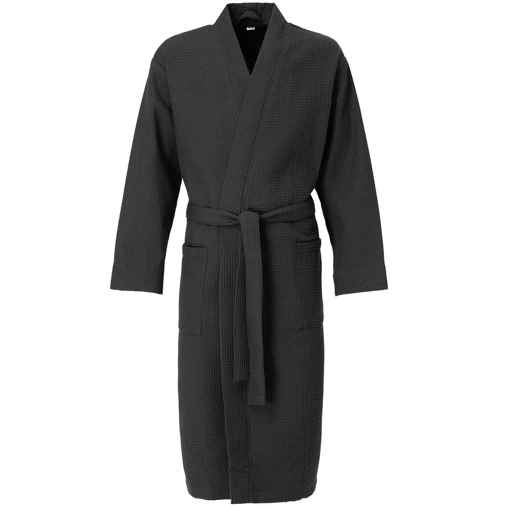 Халат вафельный Kimono, черный, размер XL/XXL заказать онлайн с вашим дизайном на заказ в Москве и области