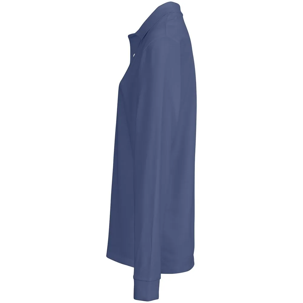 Рубашка поло унисекс с длинным рукавом Pacific LSL, синяя (джинс), размер L заказать онлайн с вашим дизайном на заказ в Москве и области