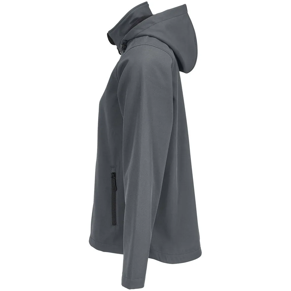 Куртка софтшелл с капюшоном женская Race Women, темно-серая, размер L заказать онлайн с вашим дизайном на заказ в Москве и области