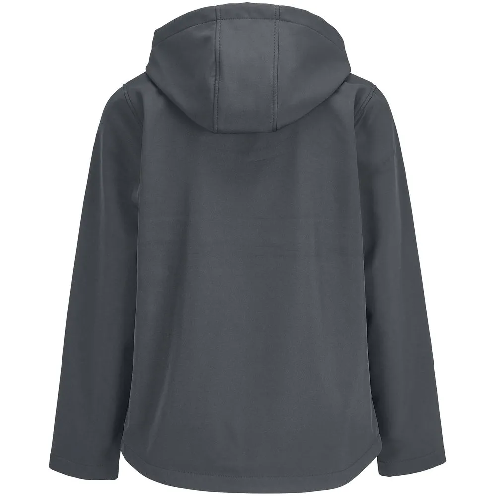 Куртка софтшелл с капюшоном женская Race Women, темно-серая, размер L заказать онлайн с вашим дизайном на заказ в Москве и области