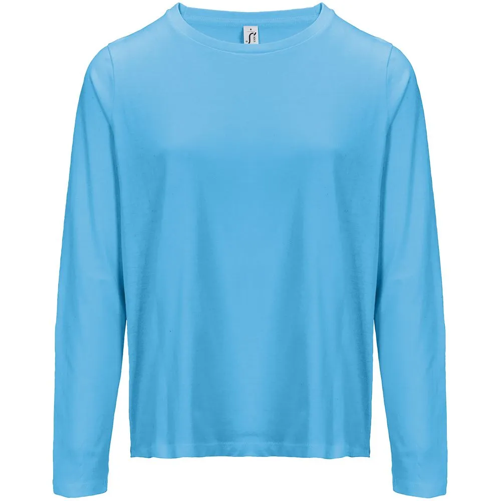 Футболка с длинным рукавом женская Monarch Women, ярко-бирюзовая, размер XS заказать онлайн с вашим дизайном на заказ в Москве и области